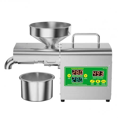 HEIHEIZI Huile Polyvalente 1500W 110V/220V Presse – Technologie de Pressage Double Froid/Chaud – Extrait l'huile des Noix, Graines et Céréales pour Les Utilisateurs Soucieux de Leur Santé