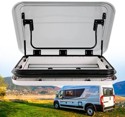 WEIMILOR RV Skylights, Caravan Motorhome Roof Vent Hatch, Roof Window with LED Light Camper, Windows Replacement Skylight with Lamp, for RV Caravan Motorhome,800x500mm