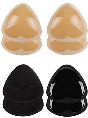 4 par andningsbara silikon-bh-inlägg självhäftande bh-kuddar skär push-up klibbiga koppar för baddräkter bikini, underkläder underkläder