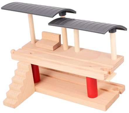 Doppelstöckiger Eisenbahn Bahnsteig und Kunststoff | Beige, Tragbar und Detailgetreu Gestaltet, Zubehör für Spielbahn und Kinderbahnhof