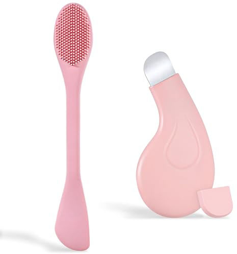 2 Pack Pore Cleaning Brush & Blackhead Scraper, 2 in 1 Silicone Face Scrubber for Skin Exfoliating Cleansing- Gental Pore Scraper for Nose Blackhead Remover