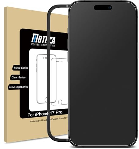 Mothca Matte Screen Protector for iPhone 17 Pro, 9H Tempered Glass Matte Anti-Glare & Anti-Fingerprint, Bubble-Free Installation, 1 PCS