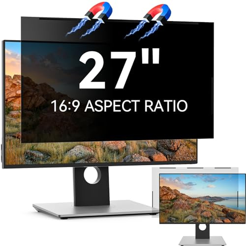 Magnétique Filtre de Confidentialité 27 Pouces 16:9 pour Ecran PC | Amovible Protection D'écran Installation Facile Filtre Anti Lumiere Bleue Compatible avec Dell/ASUS/HP/Acer/Lenovo/Samsung
