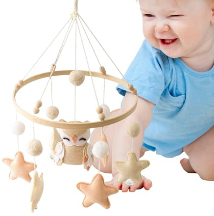 Ahuuen Bettmobile | Babyzimmer Deko Kinderbett Mobile - weiches sensorisches Spielzeug mit neutralem Design handgemachte Dekoration für Mädchen zum Spielen im Kinderzimmer und Zuhause
