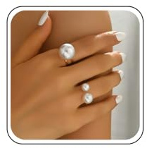 Inateannal Bague Perle Ouverte Or Grande Bague Perle Empilable Bague Perles Ouverte Vintage Bagues Ajustables Bijoux Pour Femmes
