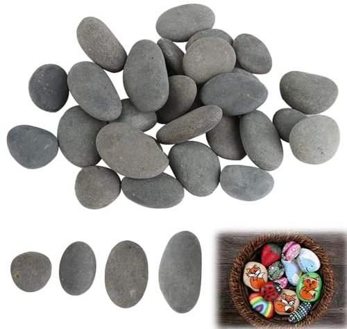 Eddrfy 30 pezzi pietre da dipingere, 1 – 3 cm, ciottoli lisci da dipingere, per bambini e adulti, pietre piatte per fai da te, pietre naturali per dipingere ciottoli di fiume