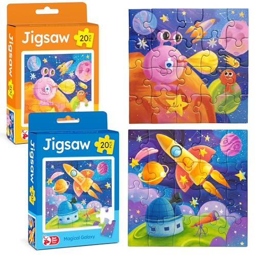 SOL 40pcs Jigsaw Puzzle For Kids Age 3+ 4 5 6 8 Year Old, Educational Space Game With Rockets Planets Astronauts, Bright Alien Adventure And Magical Galaxy Design, Fun Learning Toy for Problem Solving