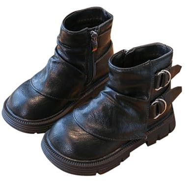 Stivali da ragazza, leggeri, autunnali, caldi, invernali, imbottiti, antiscivolo, impermeabili, in pelle, B23 nero, 37/EU
