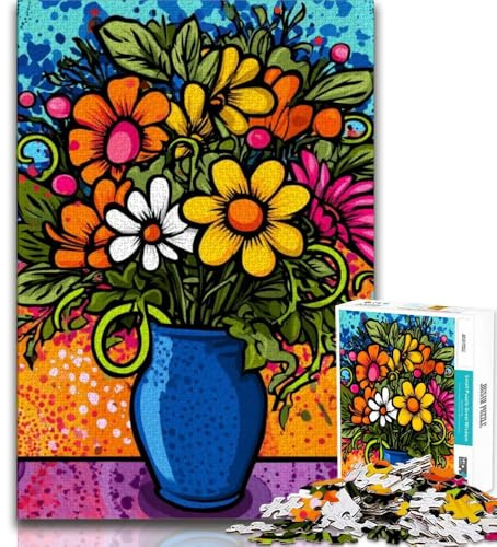 Puzzles pour Adultes Fleurs dans Un Vase Puzzles pour Adultes de 1 000 pièces avec pièces de Formes aléatoires entièrement emboîtables pour Les Enfants de 14 Ans et Plus (50x75cm)