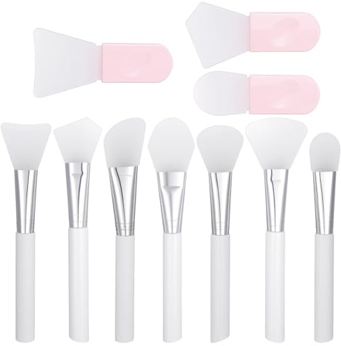 10Pcs Silicone Face Mask Makeup Brushes, Small Cosmetic Scrapers, Soft and Flexible Facial Mask Applicator, Mud Silicone Brush for Women Girls