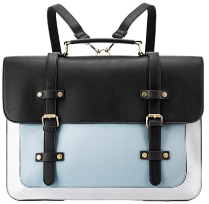 Kompatibel for Damen 15,6 Zoll Kunstleder Laptop Aktentasche Messenger Satchel Fashion Rucksack(Blue)