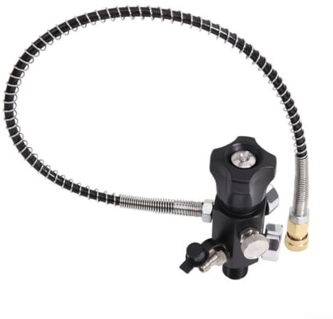 7/8-14unf Serbatoio Doppio Calibro Valvola di Ricarica Adattatore Con Tubo 50cm Per 6000psi Cilindro In Fibra Di Carbonio E Sistema Hpa Stazione Di Gas Costante Nero
