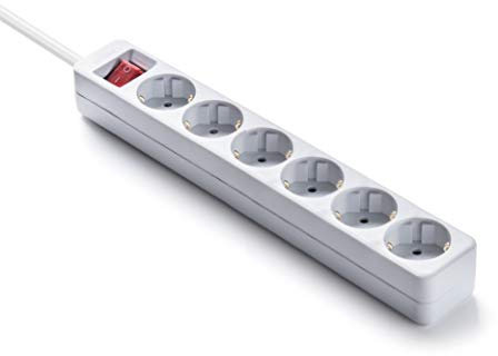 FAMATEL – Regleta ecosockets 6 tomas | Enchufes con Interruptor de encendido | 3 Metros | Hasta 3680W | Protección Infantil | Orientación tomas a 45o | Evita consumos fantasma | Blanco