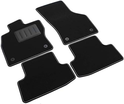 Il Tappeto Auto Sprint04009 - Alfombrillas con Moqueta Negra, Antideslizantes, Bordo Bicolor,embellecedor Reforzado de Goma, para Golf VII 3/5 Puertas Variant, Leon 3P 3/5 Puertas St.