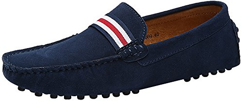 Jamron Hombres Elegante OTAN-Raya Mocasín Pantuflas Comodidad Gamuza Zapatos de Conducción