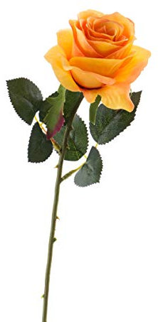 artplants.de Künstliche Rose Simony, gelb - orange, Textil, 45cm, Ø 8cm - Kunstblume