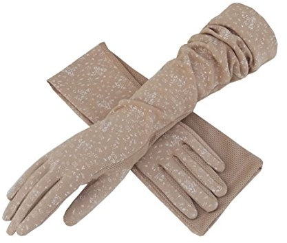 TRENDY XU Long Sun Protection Arm Sleeve Gloves Cotton and Breathable for Ladies (Khaki)
