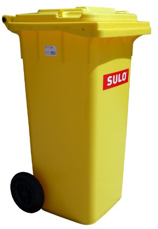 Cubo de basura 2 ruedas, contenedor a basura SULO 120 L, Amarillo (22071)