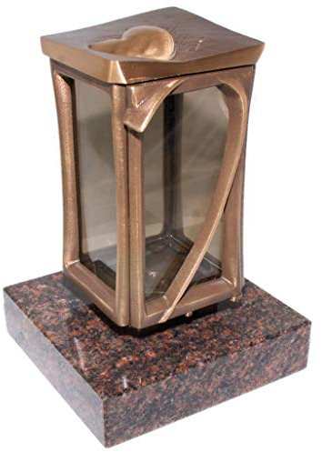 Kunst-Art-Köhl Grablaterne 57170/21 aus massiver Bronze oder Aluminium montiert auf einem Granitsockel (Bronze, Aurindi)
