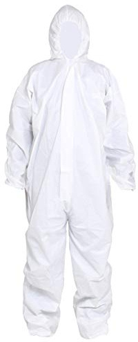 SYINE Pack of 5 XL Disposable Protective Coverall with Hood, Elastic Cuff for Spray Painting Cleaning Work,Breathable & Durable