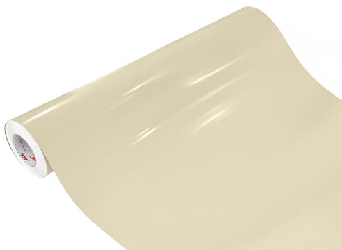 Möbelfolie selbstklebend 100x100 cm | Einfarbig Klebefolie für Möbel | Klebefolie Möbel - einfache Anwendung, ideal für die Renovierung von Küche oder Bad | Möbelfolie | Beige Hochglanz