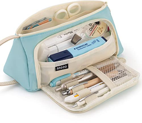 EASTHILL Federmäppchen mit großer Kapazität, hohe große Aufbewahrungstasche, Marker, Stifteetui, einfache Schreibwaren-Tasche, Schule, Uni, Büro, Organizer für Teenager, Mädchen, Blue