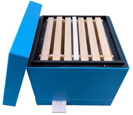 Mini Plus Beute aus Styropor inkl. 6 Rähmchen und Futtertrog bemalt Imkerei Bienen (doppelte Ausführung) Königinnen