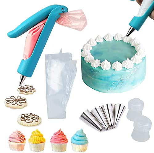 Pastry DIY Cake Decorating Pen, Hsxxf Icing Piping Tool Kit With 4 Different-Shaped Nibs, 4 Nozzles Decorative Bag, 2 Coupler for Party Cake DIY