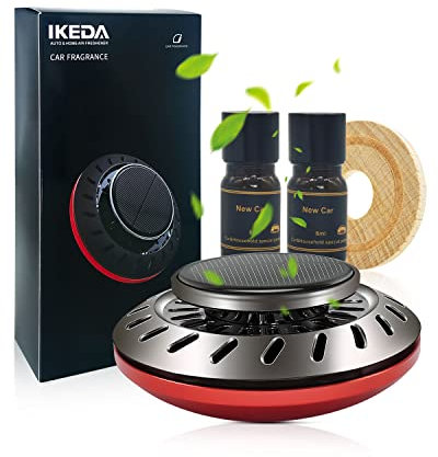 Auto Duft Lufterfrischer | Solarbetriebener Parfüm Diffusor | Automatische Drehung Aromatherapie | 12ml Ätherisches Öl | 60 Tage Frischer Duft für Taxi, Büro, Zuhause (new car)