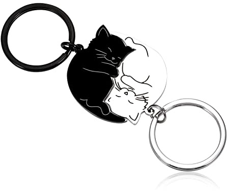 VGWON Schlüsselanhänger für verliebtes Katzenpaar | Romantisches Geschenk für Ihn/sie zum Valentinstag, Geburtstagsgeschenk und Jahrestagsgeschenk für Freund / Freundin Herren