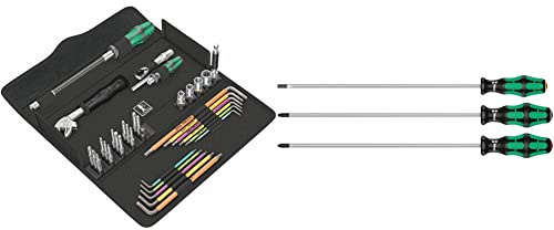 Wera 05134013001 Kraftform Kompakt F 1 screwdriving Tool Set for Window Builders, 35 Pieces & 335/350/355/3 Kraftform Plus Extra-Long Screwdriver Set, PH/PZ/SL, 3pc, 05347735002
