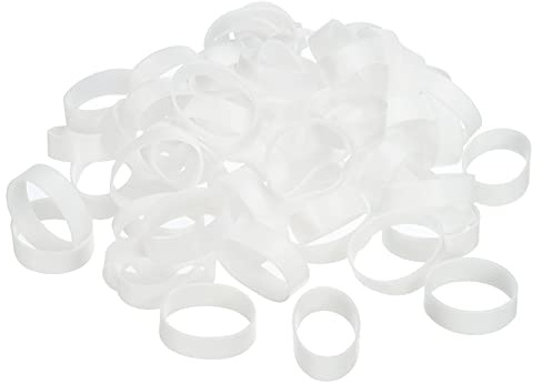 PATIKIL Silicona Goma Bandas Anillos 100uds Antideslizante 1 1/4 Plano Blanco para Libros, Arte, Cajas, Cordón Envoltura, Bolsas Envolturas