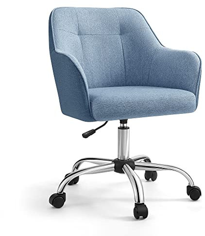 SONGMICS Homeoffice Stuhl, Drehstuhl, Schreibtischstuhl, höhenverstellbar, bis 110 kg belastbar, atmungsaktiver Stoff, für Arbeitszimmer, Schlafzimmer, blau OBG019Q01