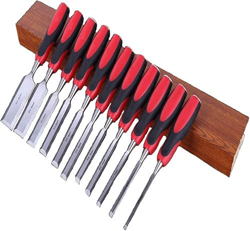 OITTo Set di scalpelli Professionali per intagliare Il Legno, 11 Strumenti affilati, Ideali per Principianti (Nero + Rosso)