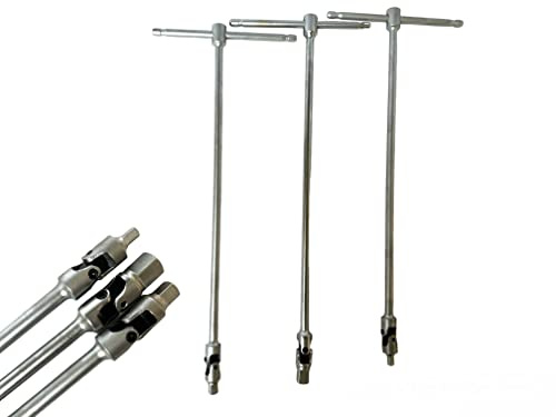 TANIASHOP Set da 3 Pezzi Chiavi a T da 1/2 1/4 3/8 Chiave a T Snodata Per Bussole con Manico Scorrevole Attacco Quadro Lunghe