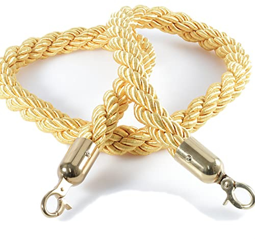 Kerafactum Corda di chiusura con moschettone, corda di chiusura extra spessa, per corrimano o corrimano, diametro 32 mm, 150 cm, colore giallo oro