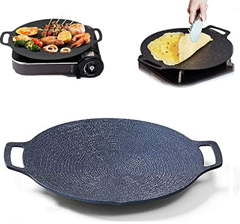 Multifunktionale medizinische Steingrillpfanne, antihaftbeschichtete Pfanne, antihaftbeschichtete Bratpfanne, runde Grillplatte mit Griff, multifunktionale Herdplatte für Fleisch, Pfannkuchen (14in)