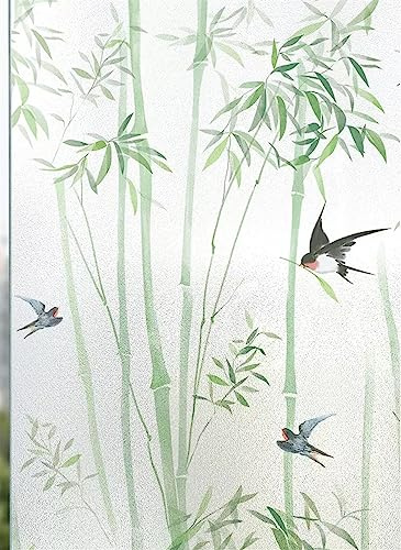 BESTORI Fensterfolie Blickdicht Sichtschutzfolie Fenster Statisch Haftend Selbstklebend Milchglasfolie Anti-UV Dekofolie für Schlafzimmer Badezimmer Küche 40 x 150 cm, Bambus