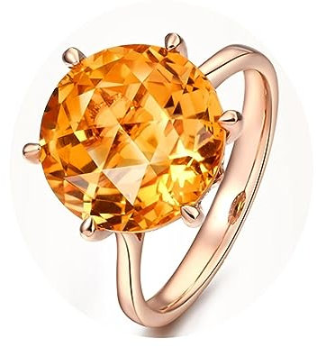 AMDXD Hochzeitsring Citrin 6.75ct, Antragsring Freundschaftsringe Gold Au750 18 Karat Klassiker Zart Ring Gelb 6.75ct, Gr.68 (21.6), Echt Goldschmuck