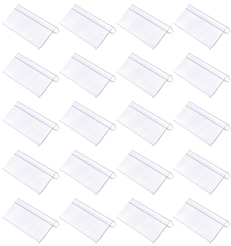 Ciieeo Aufstecken 60 Stück Preisschilder Glasregal-Etikettenhalter Transparente Etikettentaschen Kleine Acryl-Schilderhalter Regalhalterungen Drahthalter Für Kabel Drahtschilder