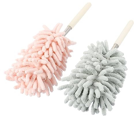 GLEAVI 2 Pièces Plumeau Télescopique Tête De Plumeau Pliable Clavier Brosse À Épousseter Pliable Brosse À Épousseter Mini De Nettoyage De Nettoyage À Domicile Lustre De