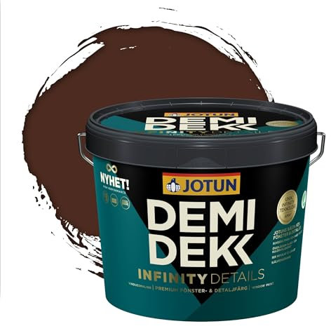 Jotun - Peinture Bois, Lasure Opaque pour Extérieur et Intérieur Satinée - DEMI DEKK INFINITY DETAILS - RAL 8016 - Brun Acajou - 3L