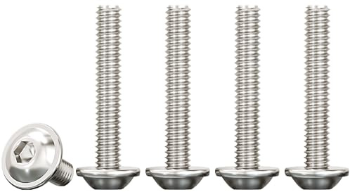 Drenky Flanged Button Head M4 Bolts 50 Pcs Socket Flanged Button Screws M4 X 30mm 304 Stainless Steel Hexagon Socket Pan Head Screws, Rustproof