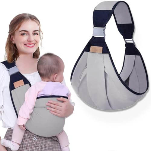 KSJEHW Tragetuch Baby, Baby Tragetuch, Babytrage für Neugeborene ab Geburt, Multifunktionale Babytrage, verstellbaren Schnallen,Weich und atmungsaktiv,Baby Trage für bis 20 Kg,grau