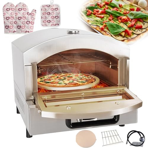 forplubossmmp Horno Tostador Eléctrico para Pizza- Horno Tostador con Cajón para Pizza - Hornos para Asar Pizza En Encimera con Piedra para Pizza De 12 Pulgadas - Guantes para Pizza, Tapete