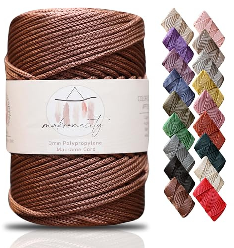Makromecity makramégarn 3 mm x 120 m koppar premium polyester makramérep polypropylen garn hantverk för vägghängningar axelväska handväska löpare nappkedja platsplatta