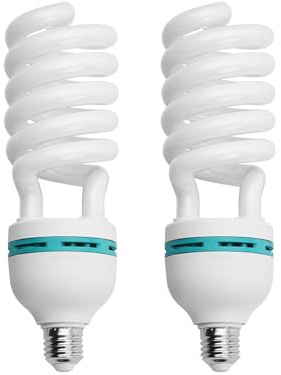 Jemora Ampoule Fluorescente en Spirale 135W 5500K, lumière du Jour, Douille E27, économie d'énergie, pour éclairage de Studio, Photographie et vidéo, 2 pièces