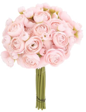 QUARKZMAN Künstliche Ranunkeln, 18 Stück, rosa Blumensträuße aus Kunstseide, Blumen für selbstgemachte Blumensträuße, Zuhause, Hochzeitsdekoration, Blumenarrangements im Freien
