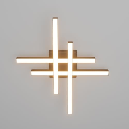 Klighten Plafón Led Techo Led 24W 1960 Lumen, Lámpara de Techo 4 Barra, Luz de Techo Moderna para Dormitorio Pasillo Salón Cocina, 43 x 39 cm, Blanco Cálido 3000K, Negro