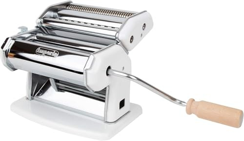 Imperia IPASTA Classica. Macchina per la pasta 100% Made in Italy. Macchina pasta fresca in acciaio. Sfogliatrice manuale con manovella. Crea una sfoglia per Lasagne Tagliolini Fettuccine. (Bianco)